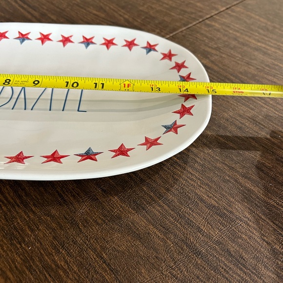 Rae Dunn Celebrate Platter with Red and Blue Stars - Picture 3 of 5